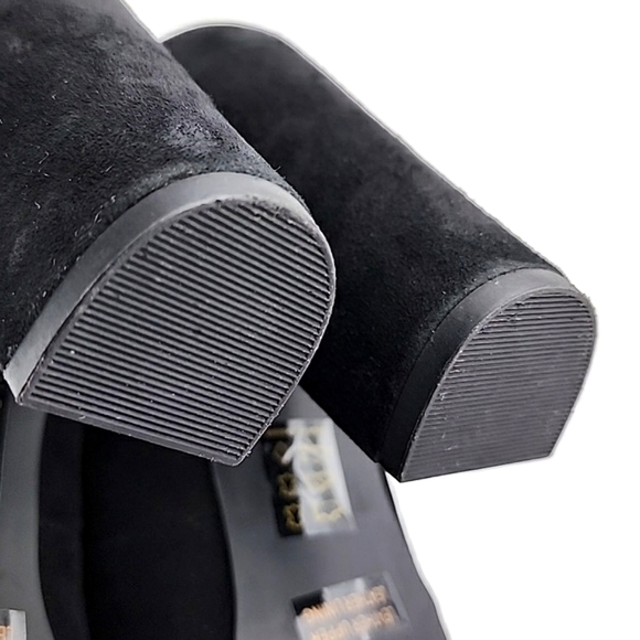 Le Chateau Flex Dressy Slip On Black Suede Pump Round Toe 4" Block  Heel Sz 38/8 - Picture 11 of 15